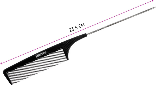 Фото Гребень Weisen ABS-73839 Black с металлическим хвостиком, 23,5 см, черный (Гребни)