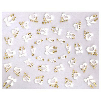 Украшение для дизайна ногтей Ellis Cosmetic EC NB 015 W, стразы белые