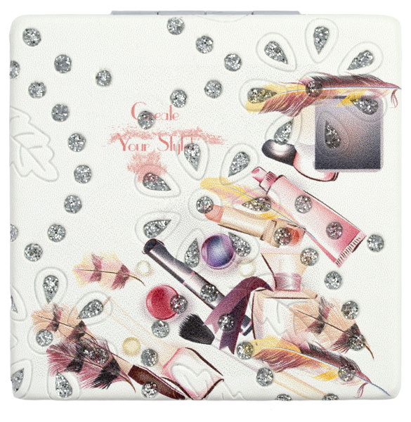 Фото Зеркало компактное Weisen WSPK-144-4 Make-up, квадратное, 7,2х7,2 см (Зеркала карманные)