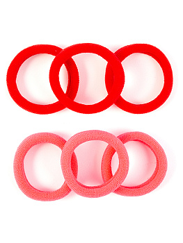 Резинки для волос Weisen WS-2446-2-4 NEON mini, красный/розовый , 6 шт.