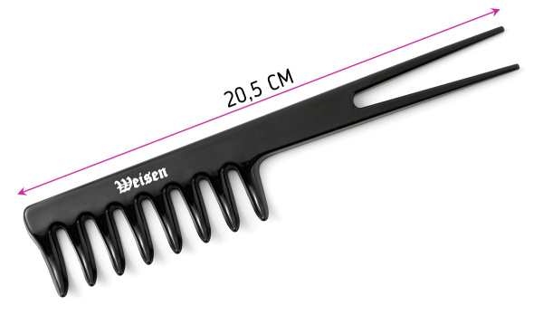 Фото Гребень Weisen ABS-29139 Black с разделителем Ласточкин хвост, 19 см, черный (Гребни)