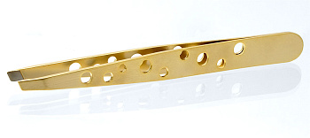 Пинцет Weisen NGHM-004A Gold скошенный, матовый, 9,5 см