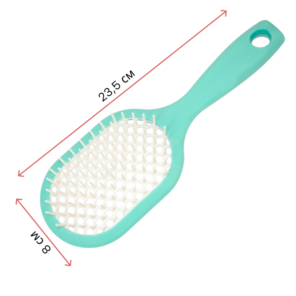 Фото Расческа массажная Weisen WS-8586-LK-1 Бирюза продувная, с пластиковыми штифтами, овальная, 23,5 см (Расчёски и щётки)