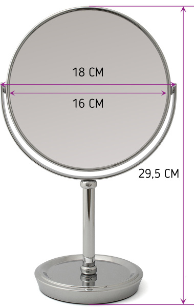 Фото Зеркало Weisen BIC-1118B Silver настольное, лоточек для украшений, 5X-увеличение, h 17 см (Зеркала настольные)