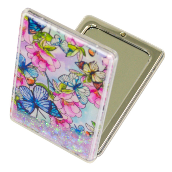 Фото Зеркало компактное Weisen WS-182-6 Блестки, прямоугольное, 8,5х6 см (Зеркала карманные)