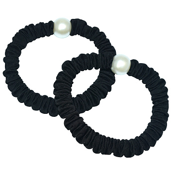 Резинки для волос Weisen WSRJ-1245-1 с жемчужиной, черные, 2 шт.