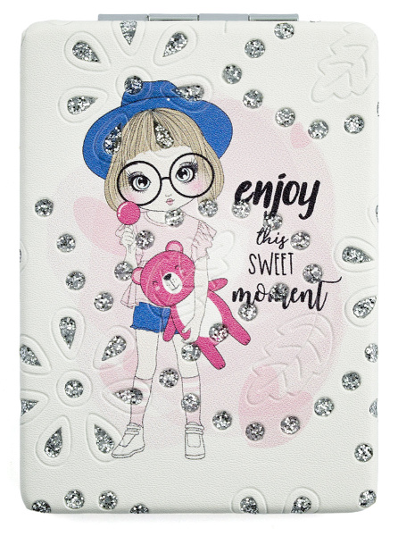 Фото Зеркало компактное Weisen WSPK-140-3 Girls, прямоугольное, 8,5х6,2 см (Зеркала карманные)