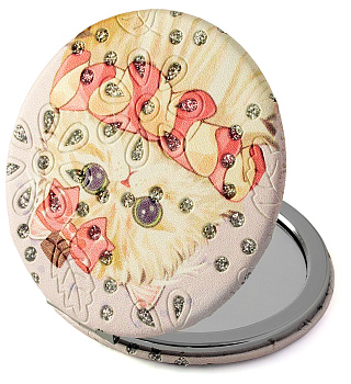 Зеркало компактное Weisen WSPK-142-5 Котята, круглое, d 7 см