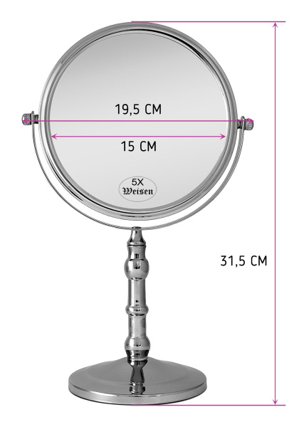 Фото Зеркало Weisen WS-C72 настольное, 5X-увеличение, d 17 см, h 31,5 см (Зеркала настольные)