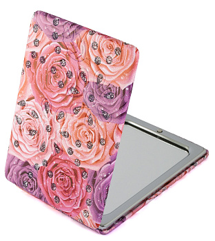 Зеркало компактное Weisen WSPK-141-4 Розы, прямоугольное, 8,5х6,2 см