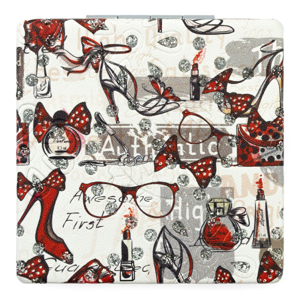 Фото Зеркало компактное Weisen WSPK-137-1 Beauty time, квадратное, 7,2х7,2 см (Зеркала карманные)