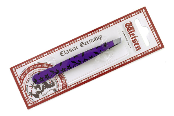 Фото Пинцет для бровей Weisen RRK-701Purple скошенный, 9,5 см, фиолетовый (Пинцеты для бровей)