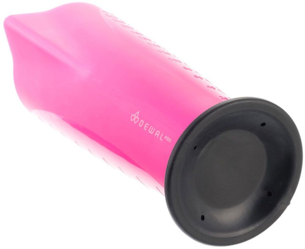 Фото Стакан мерный Dewal T-004fuchsia, с 2 носиками, с резинкой на дне, 250 мл (Чаши для окрашивания)