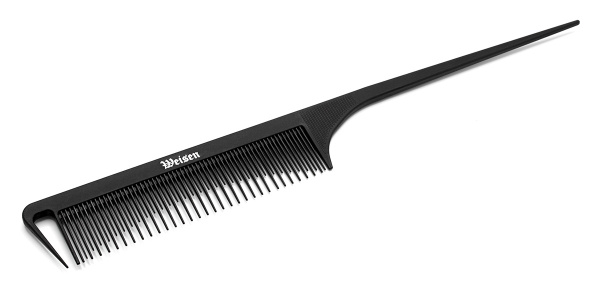 Фото Гребень Weisen CB9130 для мелирования, с разделителем, карбоновый, 24 см, черный (Гребни)