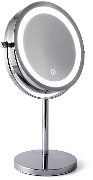 Зеркало косметическое Weisen BIC-1123-H, настольное с подсветкой, 2Х-увеличение, d 17 см, h 33 см