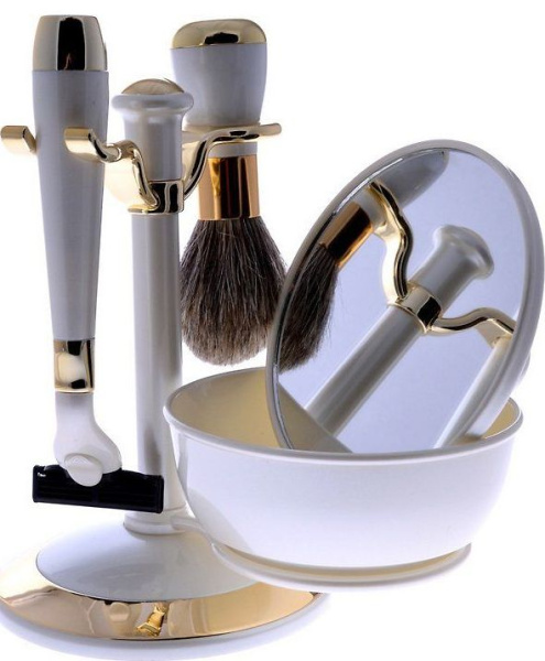 Фото Бритвенный набор Weisen MSS-90232 PER/G, станок для лезвий, помазок барсук и чаша (Бритвенные наборы с помазком)