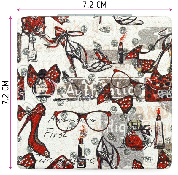 Фото Зеркало компактное Weisen WSPK-137-1 Beauty time, квадратное, 7,2х7,2 см (Зеркала карманные)