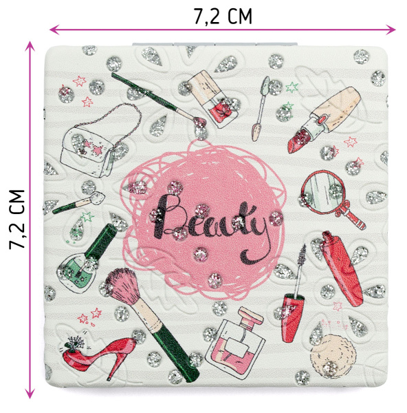 Фото Зеркало компактное Weisen WSPK-144-5 Make-up, квадратное, 7,2х7,2 см (Зеркала карманные)