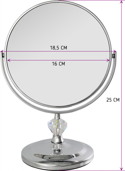 Фото Зеркало Weisen BIC-1066-3 Silver, настольное малое, 1 кристалл, 5X-увеличение, h 17 см (Зеркала настольные)