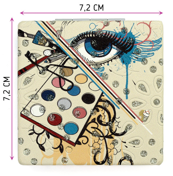 Фото Зеркало компактное Weisen WSPK-137-6 Beauty time, квадратное, 7,2х7,2 см (Зеркала карманные)