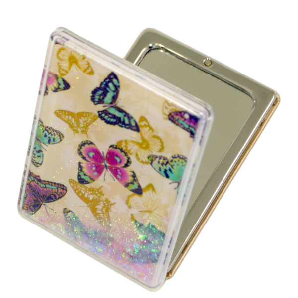 Фото Зеркало компактное Weisen WS-182-2 Блестки, прямоугольное, 8,5х6 см (Зеркала карманные)